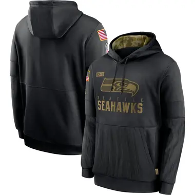 Men's Black Seattle Seahawks 2020 Salute to Service Sideline Performance Pullover Hoodie